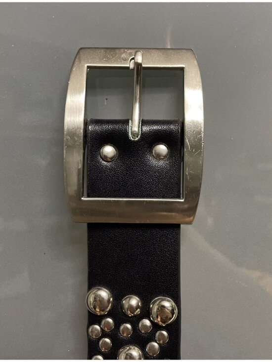 Vintage Dome Studded Black Leather Belt 34” Unisex Biker Punk Rock Metal Emo Alt main image 5